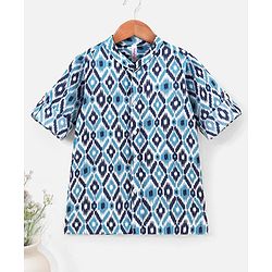 Babyhug 100% Cotton Full Sleeves Printed Kurta- Blue