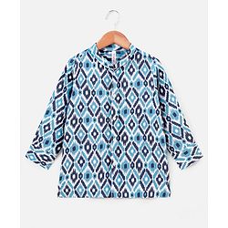 Babyhug 100% Cotton Full Sleeves Printed Kurta- Blue