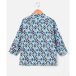 Babyhug 100% Cotton Full Sleeves Printed Kurta- Blue