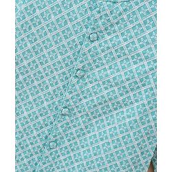 Babyhug 100% Cotton Full Sleeves Embroidered Kurta and Pyjama Set - Aqua & White