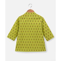 Babyhug 100% Cotton Full Sleeves Printed Kurta & Pyjama Set- Green