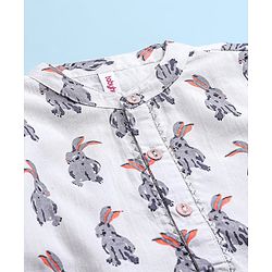 Babyhug 100% Cotton Woven Full Sleeves Rabbit Print Kurta and Dhoti Set - Off White & Cream