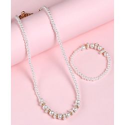 Babyhug Pearl Neck Piece & Bracelets - White