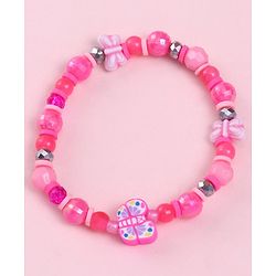 Babyhug  Butterfly Bead Pearl Neck Piece & Bracelets - Pink