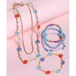 Babyhug  Flower Beads With Chain Neck Piece & Bracelets - Multicolour