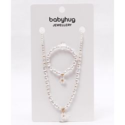 Babyhug Free Size Neck Piece & Bracelet Set- White