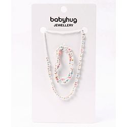 Babyhug Free Size Neck Piece & Bracelet Set- White