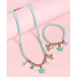 Babyhug Free Size Neck Piece & Bracelet Set- Mint Green