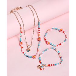Babyhug Free Size Neck Piece & Bracelet Set- Multicolor