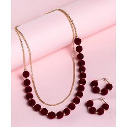 Babyhug Free Size Neck Piece & Earrings Set- Gold & Maroon