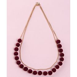 Babyhug Free Size Neck Piece & Earrings Set- Gold & Maroon