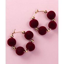 Babyhug Free Size Neck Piece & Earrings Set- Gold & Maroon