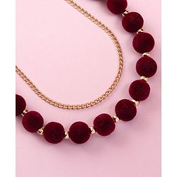 Babyhug Free Size Neck Piece & Earrings Set- Gold & Maroon