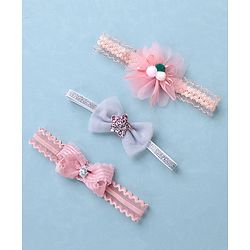 Babyhug Glitter Star With Bow Applique Headbands Pack of 3 - Multicolour