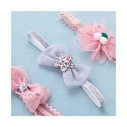 Babyhug Glitter Star With Bow Applique Headbands Pack of 3 - Multicolour