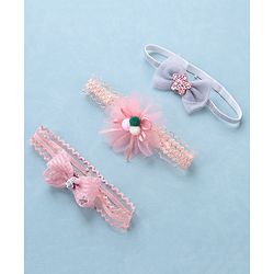 Babyhug Glitter Star With Bow Applique Headbands Pack of 3 - Multicolour
