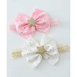 Babyhug Free Size Head Band with Bow Applique  Set of 2 - Multicolour