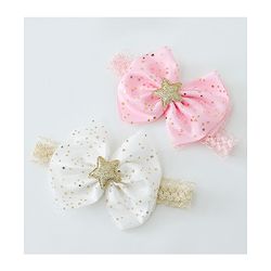 Babyhug Free Size Head Band with Bow Applique  Set of 2 - Multicolour
