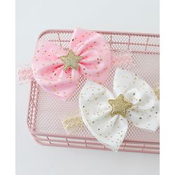 Babyhug Free Size Head Band with Bow Applique  Set of 2 - Multicolour