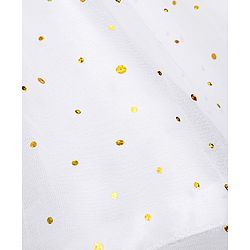 Babyhug Sleeveless Sequin Embellished Woven Party Dress with Floral Corsage - Gold & Off-White