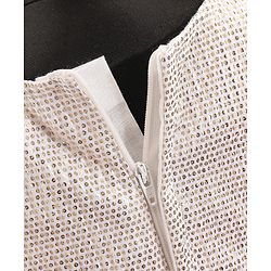 Babyhug Sleeveless Sequin Embellished Woven Party Dress with Floral Corsage - Gold & Off-White