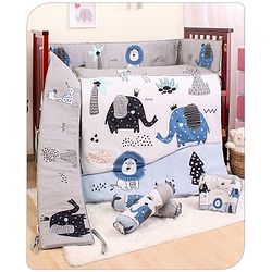 Babyhug Cotton Crib Bedding Set Elephant Print -Multicolor