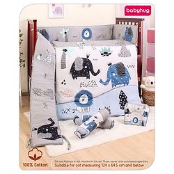 Babyhug Cotton Crib Bedding Set Elephant Print -Multicolor