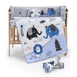 Babyhug Cotton Crib Bedding Set Elephant Print -Multicolor