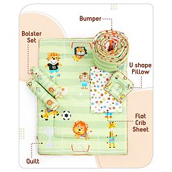 Babyhug Cotton Crib Bedding Set Elephant Print -Multicolor