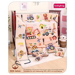 Babyhug Cotton Crib Bedding Set Elephant Print -Multicolor