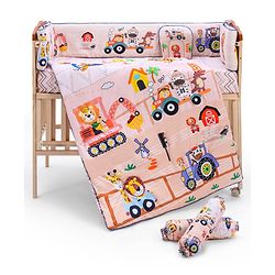 Babyhug Cotton Crib Bedding Set Elephant Print -Multicolor