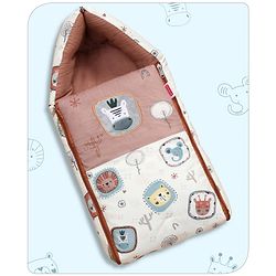 Babyhug Velour Sleeping Bag Animal Faces Print - Multicolor