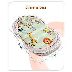 Babyhug Cotton Bedding Set with Mosquito Net Soccer Print- Green