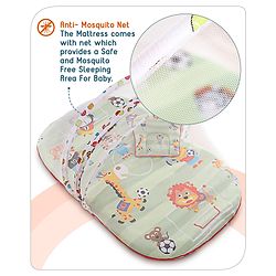 Babyhug Cotton Bedding Set with Mosquito Net Soccer Print- Green