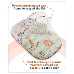 Babyhug Cotton Bedding Set with Mosquito Net Soccer Print- Green