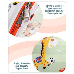 Babyhug Cotton Bedding Set with Mosquito Net Soccer Print- Green