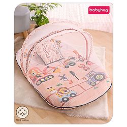Babyhug Cotton Bedding Set with Mosquito Net Soccer Print- Green