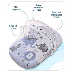 Babyhug Cotton Bedding Set with Mosquito Net Soccer Print- Green