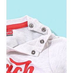 Babyhug Cotton Knit Half Sleeves Text Printed T-Shirt and Dungaree Set Beach Print - White & Red