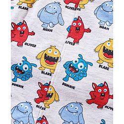 Babyhug Cotton Monster Printed Dungaree and Half Sleeves Stripes T-Shirt Set - Orange