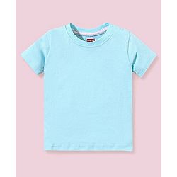 Babyhug Cotton Dungaree and Half Sleeves T-Shirt Set Dino Print - Light Blue White