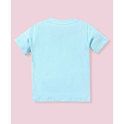 Babyhug Cotton Dungaree and Half Sleeves T-Shirt Set Dino Print - Light Blue White