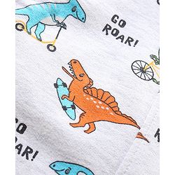 Babyhug Cotton Dungaree and Half Sleeves T-Shirt Set Dino Print - Light Blue White