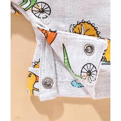 Babyhug Cotton Dungaree and Half Sleeves T-Shirt Set Dino Print - Light Blue White