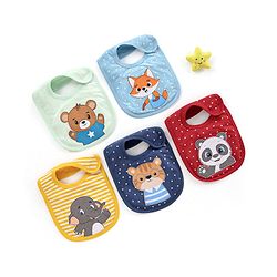 Babyhug Bib Velcro Closure  Animal Print Pack of 5 - Multicolour