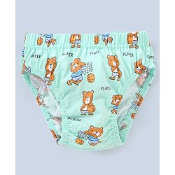 Babyhug 100% Cotton Knit Anti Bacterial Briefs Striped & Bear Print Pack of 3 - Blue & Green