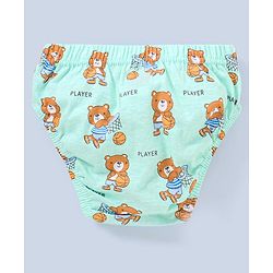 Babyhug 100% Cotton Knit Anti Bacterial Briefs Striped & Bear Print Pack of 3 - Blue & Green