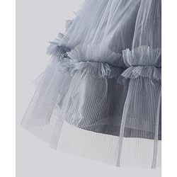 Babyhug Sleeveless Party Wear Frock With Floral Corsage and Sequin Embroidery - Grey