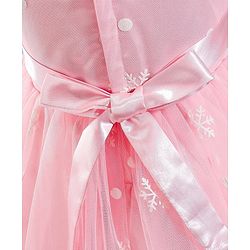 Babyhug Sleeveless Party Wear Frock with Floral Applique - Pink