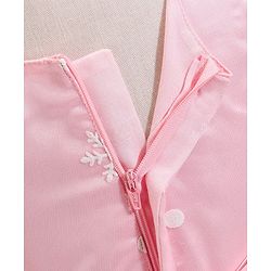 Babyhug Sleeveless Party Wear Frock with Floral Applique - Pink